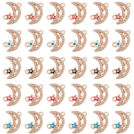 30шт 5 цвета эмали лунного сплава подвески разъема, Звёздные ссылки, с кристально горный хрусталь, золотой свет, без кадмия и без свинца