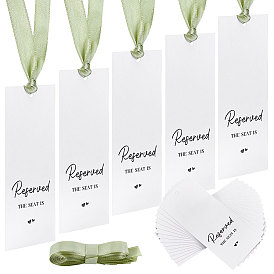 36шт. бумажная бирка с указанием зарезервированного места, с шелковой лентой, прямоугольные