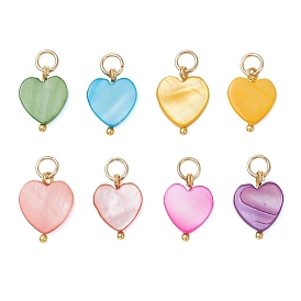 Подвески в виде сердечек из окрашенных натуральных пресноводных ракушек, с 304 фурнитурой из нержавеющей стали, разноцветные