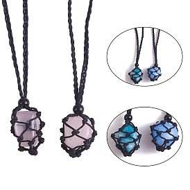 Cordon en nylon tressé ajustable pochette en macramé fabrication de collier, pierre interchangeable, perles de verre