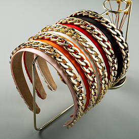 Fashionable Metal Chain Decorated Fabric Headband - Simple, Personalized, Headband, Head Clip.
