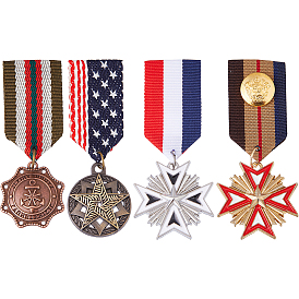 4 шт. 4 стили ретро британский стиль преппи сплав с железной подвеской на лацкан, брошь-медаль из полиэстера для мужчин и женщин