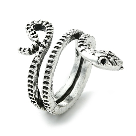 Snake Alloy Wrap Open Cuff Rings, Lead Free & Cadmium Free