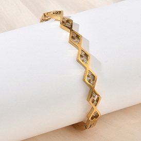 7мм 304 Браслеты-подвески из нержавеющей стали с прозрачными кубическими циркониями в форме ромба для женщин