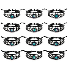 Трехслойные многонитевые браслеты из искусственной кожи, Регулируемые браслеты из светящегося сплава с тематикой созвездий для мужчин