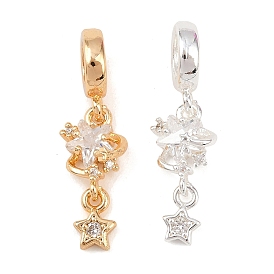 Латунные подвески из прозрачного кубического циркония в европейском стиле, подвески в виде звезд с большими отверстиями
