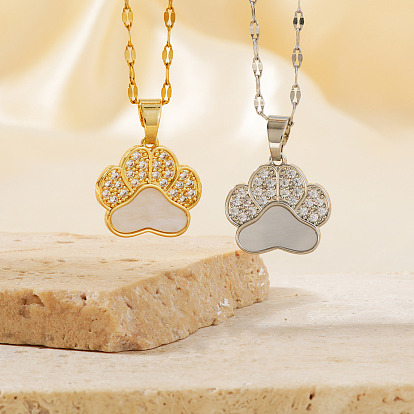 Модные латунные подвески с микропаве из прозрачных кубических цирконий в виде отпечатка лапы медведя для женщин