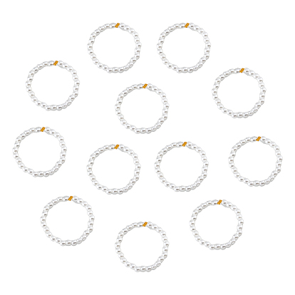 12шт. пластиковое кольцо с имитацией жемчуга и латунными бусинами