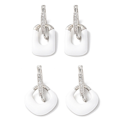 Серьги-подвески с микропаве из прозрачных кубических цирконий из латуни, с эмалью, долговечный, стойки покрытие, без кадмия и без свинца