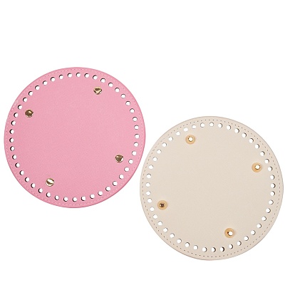2 Stk. 2 Farben Pu Leder Strick Häkeltaschen Nagelboden Shaper Pad, Taschenkissenboden, mit legierungsnagel, Taschenbodenzubehör, Flachrund