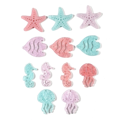 Opaque Acrylic Pendants, Marine Animals Charms