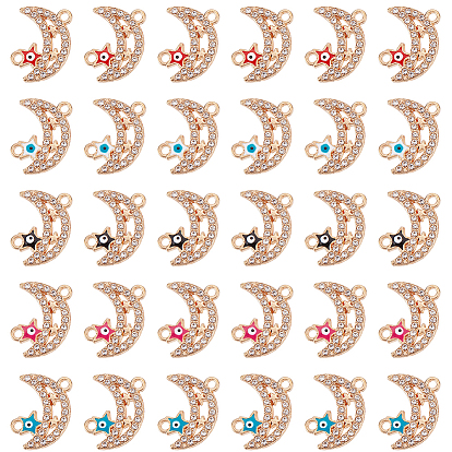 30шт 5 цвета эмали лунного сплава подвески разъема, Звёздные ссылки, с кристально горный хрусталь, золотой свет, без кадмия и без свинца