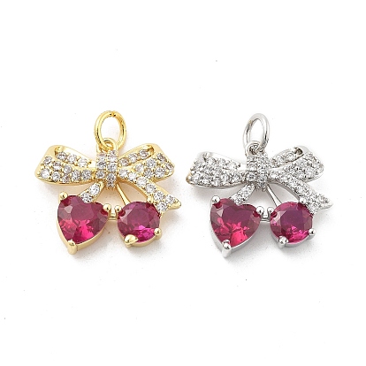 Латунные микропаве прозрачные подвески с фианитом, вишня, стойки покрытие, долговечный, без свинца и без кадмия, с целью перехода в кольце