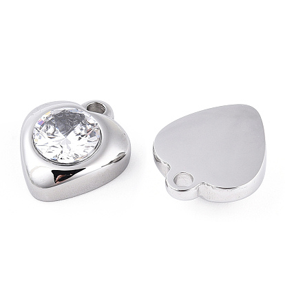 304 прелести нержавеющей стали, ручная полировка, со стразами, шарма сердца