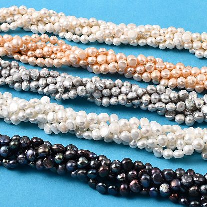 Нити из натурального культивированного пресноводного жемчуга, двух сторон полированной