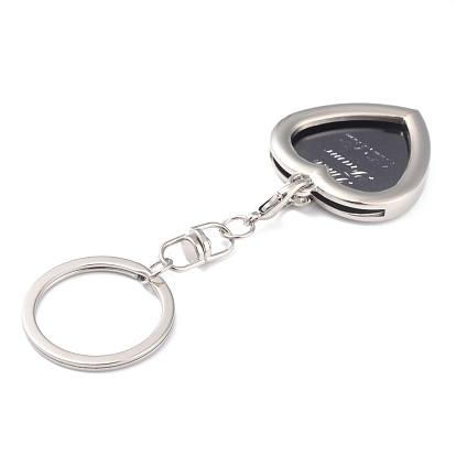 Paramètres de cabochon de porte-clés en alliage de zinc, porte-clés fendus pivotants, cœur