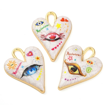 Подвески из эмали и сплава, золотой свет, сердце с очарованием глаз