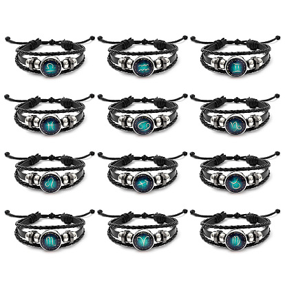 Трехслойные многонитевые браслеты из искусственной кожи, Регулируемые браслеты из светящегося сплава с тематикой созвездий для мужчин