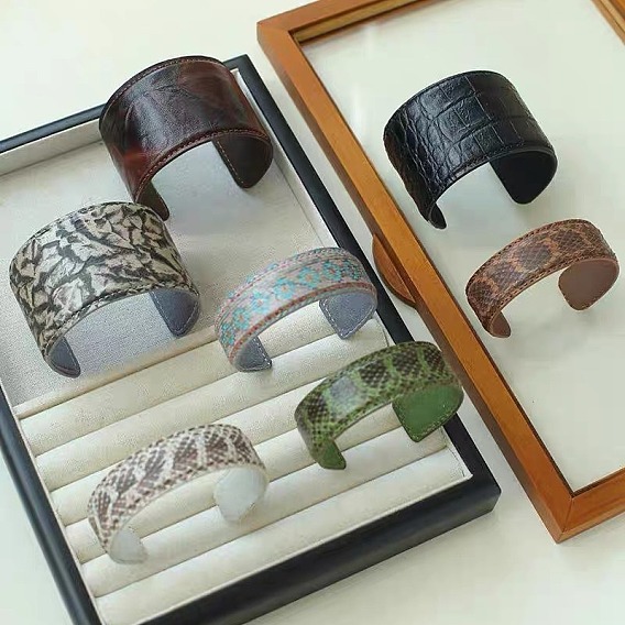 Минималистичные кожаные браслеты-манжеты для женщин