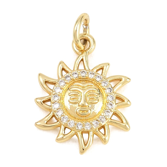 Латунные микропаве прозрачные подвески с фианитом, солнечные чары, долговечный, стойки покрытие, без свинца и без кадмия