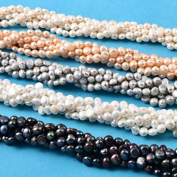 Нити из натурального культивированного пресноводного жемчуга, двух сторон полированной