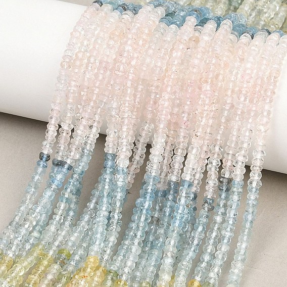 Нити из натуральных бусин морганита с градиентным цветом, рондель, граненые