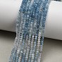 Нити бусины из натурального синего аквамарина дьявола, рондель, граненые
