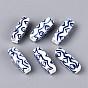 Handmade Porcelain Beads, Blue and White Porcelain, Famille Rose Porcelain, Cuboid with Wavy Geometric Pattern