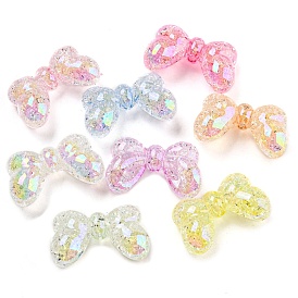 UV Plating Transparent Acrylic Beads, Iridescent Bowknot