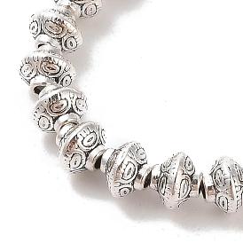 Tibetan Style Bicone Alloy Bead Strands, Lead Free & Cadmium Free, 7x6mm, Hole: 2mm, about 34pcs/strand, 8 inch