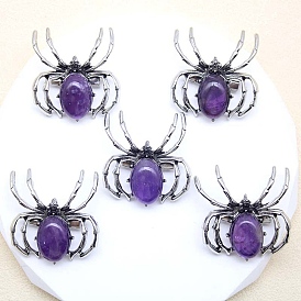 Natural & Synthetic Gemstone Pendants, Spider Charms, Antique Silver