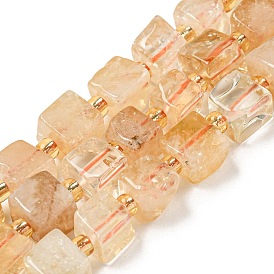 Natural Citrine Beads Beads Strands, Cube, with Seed Beads