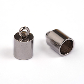 304 Stainless Steel Cord Ends, End Caps, 10x6mm, Hole: 2mm, Inner Diameter: 5mm