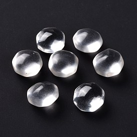 Natural Quartz Crystal Beads, No Hole/Undrilled, for Wire Wrapped Pendant Making, Twist Flat Round