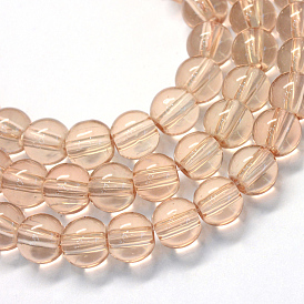 Выпечки окрашенные прозрачные стеклянные нити круглый шарик, 10~10.5 мм, отверстие : 1.5 мм, около 80~85 шт / нитка, 31.4 дюйм