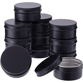 BENECREAT Round Aluminium Tin Cans, Aluminium Jar, Storage Containers for Cosmetic, Candles, Candies, with Screw Top Lid