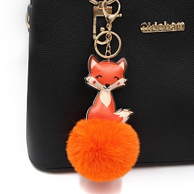 Cute Fox Keychain for Women, Imitation Rabbit Fur Car Charm Bag Pendant