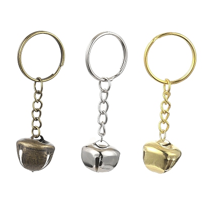 Iron Bell Pendant Keychains, Iron Split Key Rings