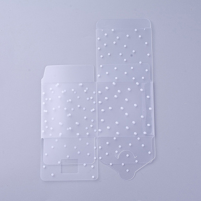 Transparent Plastic PVC Box Gift Packaging, Waterproof Folding Box, Square, Polka Dot Pattern