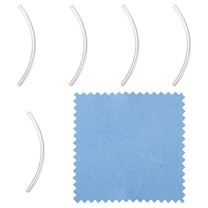 5шт. 925 бусины-трубки из стерлингового серебра, изогнутая трубка, 1Замшевая ткань из ПК, квадратная салфетка для полировки серебра