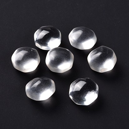 Natural Quartz Crystal Beads, No Hole/Undrilled, for Wire Wrapped Pendant Making, Twist Flat Round