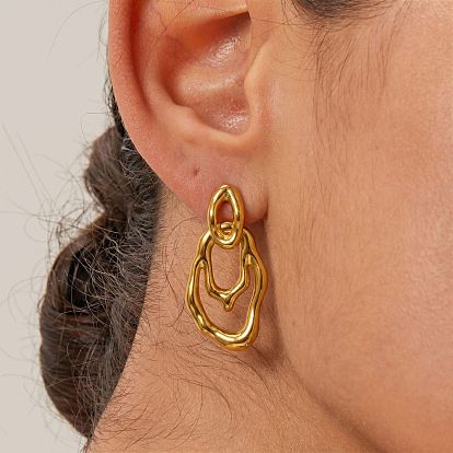304 Stainless Steel Stud Earrings, Nuggets