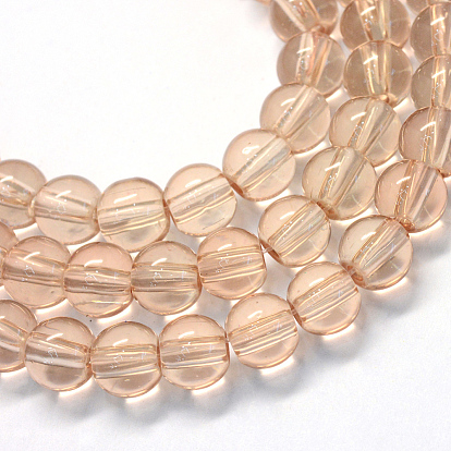 Выпечки окрашенные прозрачные стеклянные нити круглый шарик, 10~10.5 мм, отверстие : 1.5 мм, около 80~85 шт / нитка, 31.4 дюйм