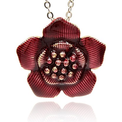 Esmalte de aleación colgantes de flores, dorado, 39x39x8 mm, agujero: 3.5 mm