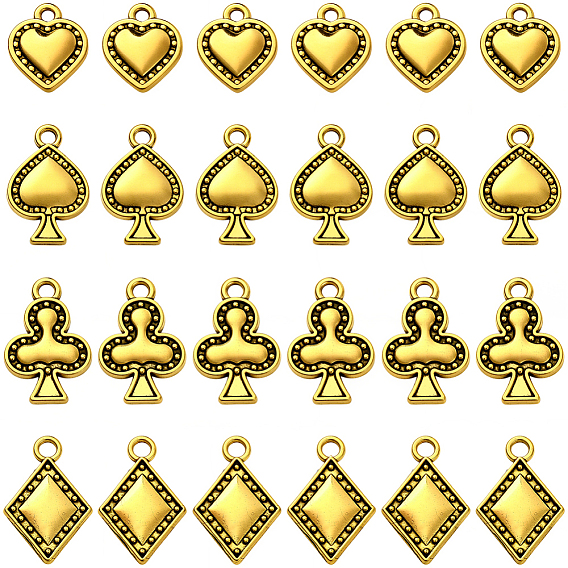 72 шт 4 стили подвески из сплава в тибетском стиле, игральная карта