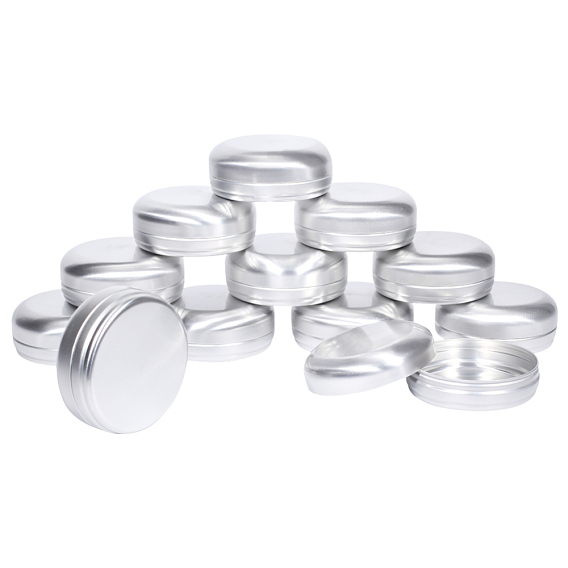 Round Aluminium Tin Cans, Aluminium Jar, Storage Containers for Cosmetic, Candles, Candies, with Screw Top Lid