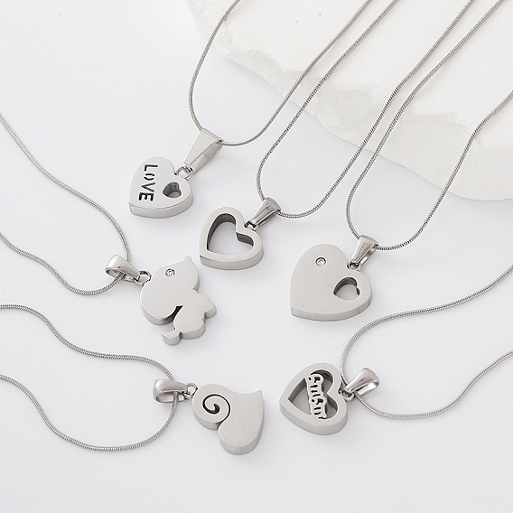 304 de acero inoxidable collares pendientes, color acero inoxidable, libre de deslustre