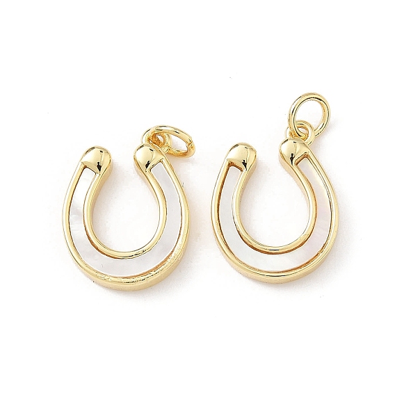 Подвески из латуни с натуральными белыми ракушками, подвески-подковы с соединительными кольцами, реальный 18 k позолоченный, без свинца и без кадмия, долговечный, стойки покрытие