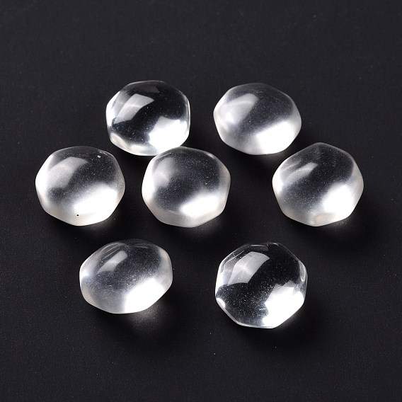 Natural Quartz Crystal Beads, No Hole/Undrilled, for Wire Wrapped Pendant Making, Twist Flat Round