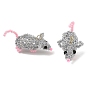Glass Seed Beads Pendants, Mouse Charms, with 304 Stainless Steel Jump Ring